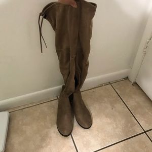 Thigh high tan boots